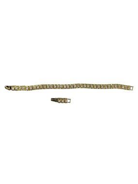 Vintage Rhinestone Tennis Bracelet 7"-8" Avon Gold Tone Crystals with Extension